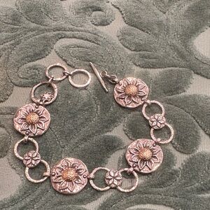 Paz Creations Sunflower Silver and Gold Bracelet